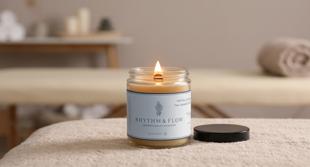 Rhythm & Flow Natural Lavender Beeswax Candle – 200 ml – 5% True Lavender & Wooden Wick